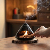 Palo Santo Holder – Mini Ceramic Chimenea Incense Burner – Zen Bowl for Yoga, Meditation, Aromatherapy, Home Decor