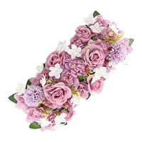 Artificial Flower Garland Silk Rose Flower Garland Floral Runner with Plastic Backing Faux Decorations Luxuriant