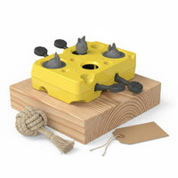 Self-Entertaining Cheese Box Feline Toy Slow Feeder Whack a Rodent Feline Toy Mental Enrichment Pet Supply