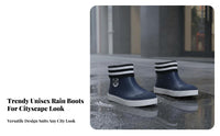 Ankle Rain Boots Fashionable Design Short Rain Boots Stylish Waterproof Ankle Booties for Adults, Students, Rainy Days, Commuting, Outdoor