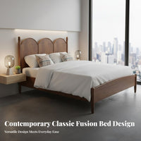 French Design Wooden Bed Modern Design Solid Wood Bed Quiet and Stable Bedroom Furniture for Couples, Homeowners, Guesthouse, Guest Room, Apartment
