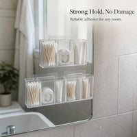 Wall-Mounted 3-Compartment Organizer for Small Items, No-Drill Storage for Tweezers, Scissors, Eyebrow Pencils, Brushes, Lipsticks