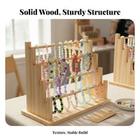 Space Saving Wooden Tiered Bracelet Stand Tangle-Tangle-Resistant Solid Wood Prayer Bead Holder Easy Reach for Boutique Owners, Craft Fair