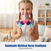 Children's Magical Horse Headband, Handmade Silk, Floral Design, Festive Gathering, Stage Performance, Multicolor, Photo Prop