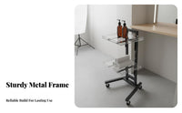 Foldable Salon Trolley Acrylic Trays Portable Cosmetic Trolley Hairdressing Tool Cart Space-Saving 2-Tier Rolling Cart