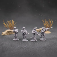 4 Pieces Combatant Set Unpainted 1/72 Infantryman Figures Collection Item White Resin Figure Set for Miniature Collectors, Tabletop Wargame