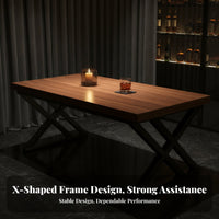 Industrial Aesthetic Trestle Dining Table Heavy-Duty Rectangular Trestle Table Sturdy Support Commercial Furniture Stable Construction for Restaurant Owners, Families, Homeowners, Bar, Kitchen, Home, Office
