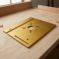 Machined Finish Metal Router Insert Plate Ruler Measurement Markings Router Table Insert Panel Mounting Holes Woodworking Tool Accessory Central Opening