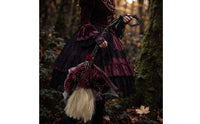 Witch Broom with Mesh Skirt Handheld Gothic Witch Broom Cosplay Masquerade for Cosplayers, Stage Costumes, Photo Shoots