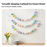 Pastel Colors Easter Pom-Pom Banner Lightweight Colorful Ball String Long-Lasting Felt Ball Banner Reusable for Children, Toddlers, Nursery, Classroom