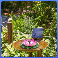 Bird Bath Water Feature with Lotus Flower Design, Built-in Pump Powered Decorative Water Feature, Brushless Motor for Garden Decoration