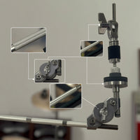 Threaded Cymbal Stacker with Clamp Space-Saving Cymbal Post Mount Adjustable Drum Accessory Compact for Drummers, Percussionists, Stage Rigs, Practice Kits