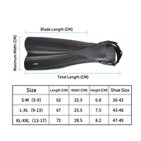 Openrear-Adjustable Fins with Adjustable Strap Easy-to-Adjust Long Fins Lightweight for Swimmers, Diving