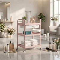 3-Tier Rolling Cart with Basin Sturdy Salon Cart with Drawer Beauty Salon Trolley Stable Furniture Wear-Resistant