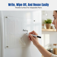 Acrylic Teaching Board, Transparent Double-Layer Display Writing Board, Fridge Note Board, Quick-Clean Planner for Home Office