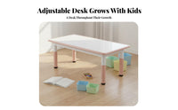 Height Adjustable Kids Desk and Chair Wipe-Clean Desktop Kids Table and Chair Set Rounded Corners Young Child Writable Activity Table for Home