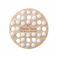 Golf Ball Display with 34 Holes Wall-Mounted Golf Ball Display Rack Wood-Grain for Garage