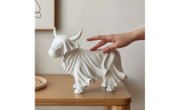 Horned Bovine Statue Spooky Horned Bovine Statue with Curved Protrusions Resin Spectral Figurine for Collectors, Halloween, Entryway