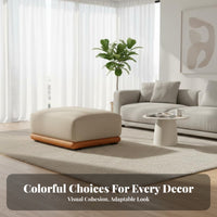 Modern Design Rectangular Ottoman sturdy Wood Legs Footrest Easy to Clean Upholstered Stool adaptable Use for Families, Homeowners, Guests, Living Room, Lounge Area, Bedroom, Entryway