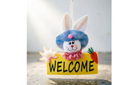 Easter Rabbit Carrot Sign Cute Design Easter Welcome Plaque Rustic Allure