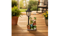 Frog Statue with Solar Lantern Cute Outdoor Decoration Hand-Painted for Patio
