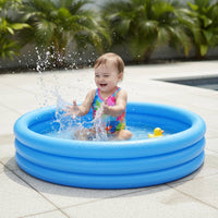 Triple-Loop Inflatable Pool Multi-Functional Triple-Loop Kiddie Pool Easy to Inflate Inflatable Ball Play Area for Young Children, Infants, Outdoor