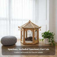 Space Saving Chinese Design Cat Tree Stable Structure Cat Condo with Scratching Posts Sturdy Construction for Cats, Kittens, Indoors