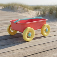 Safe Wheat Straw Beach Wagon Long-Lasting Sand Pull Cart Portable Rolling Toy Cart Spacious for Toddlers