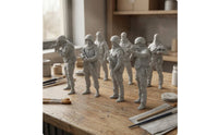 7 Pieces Unpainted Resin Soldiers One-Piece Three-dimensionalPrinted Infantryman Models Detailed Troop Miniatures for Painting, Display