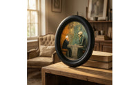 Oval Wooden Picture Black-Framed Oval Wood Picture Frame Glossy for Tabletop, Entryway, Halloween
