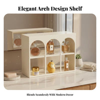 Arch Design 2-Tier Vanity Organizer Space Saving Perfume Display Stand Multi-Purpose Cosmetic Storage Rack Structurally Sound for Home Organizers, Women, Homeowners, Dressing Table, Dresser, Bedroom
