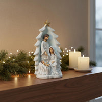 Resin Manger Scene Figurine Modern Design Christmas Tree Nativity Scene Handcrafted Look Holiday Decoration for Christians