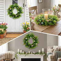 Easter Wreath with Eggs Artificial Spring Wreath Festive Door Wreath Hanging Easter Decor for Front Door, Home Entrance, Entryway, Porch