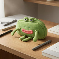 Soft Material Soft Fabric Frog Pencil Pouch Zipper Closure Frog Pencil Case Dangling Legs for Students