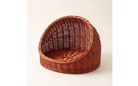 Handwoven Wicker Pet Bed Oval Rattan Pet Basket Low-Front Woven Cat Basket Breathable for Cats, Young Dogs