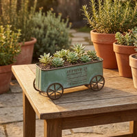 Rectangular Vintage Planter Cart Rounded Corners Distressed Planter Cart Indoor Outdoor Use