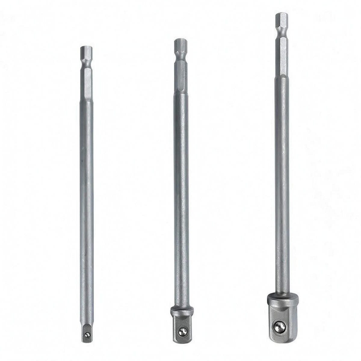 3 Pieces Chrome Vanadium Steel Hex to Square Adapter 150 Mm Socket Adapter Set Silver Finish