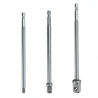 3 Pieces Chrome Vanadium Steel Hex to Square Adapter 150 Mm Socket Adapter Set Silver Finish