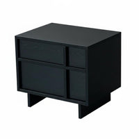 Minimalist Design Black Two-Drawer End Table Sturdy Construction Nightstand Long-Lasting Bedroom Furniture Multi-Purpose for Apartment Dwellers, Homeowners, College Students, Home, Living Room, Entryway, Office