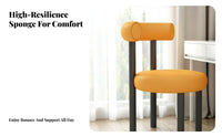 Upholstered Stool with Backrest Minimalist Design Round Upholstered Seat Thick Cushion Makeup Chair for Homeowners, Pet Owners, Bedroom, Dressing Room