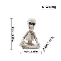 Weathered Finish Skeleton Figurine Seated Resin Skeleton Compact Skull Figurine Tabletop