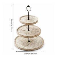 Farmhouse 3-Tier Dessert Stand Rustic 3 Tier Serving Tray Distressed Wooden Dessert Stand Round for Hosts, Bakers, Afternoon Tea, Kitchen Countertops
