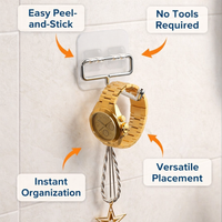 Bedroom & Closet Waterproof Sticky Hooks, Removable Stainless Steel Kitchen for Hanging, Strong Adhesion for Students, Versatile Bathroom Organization