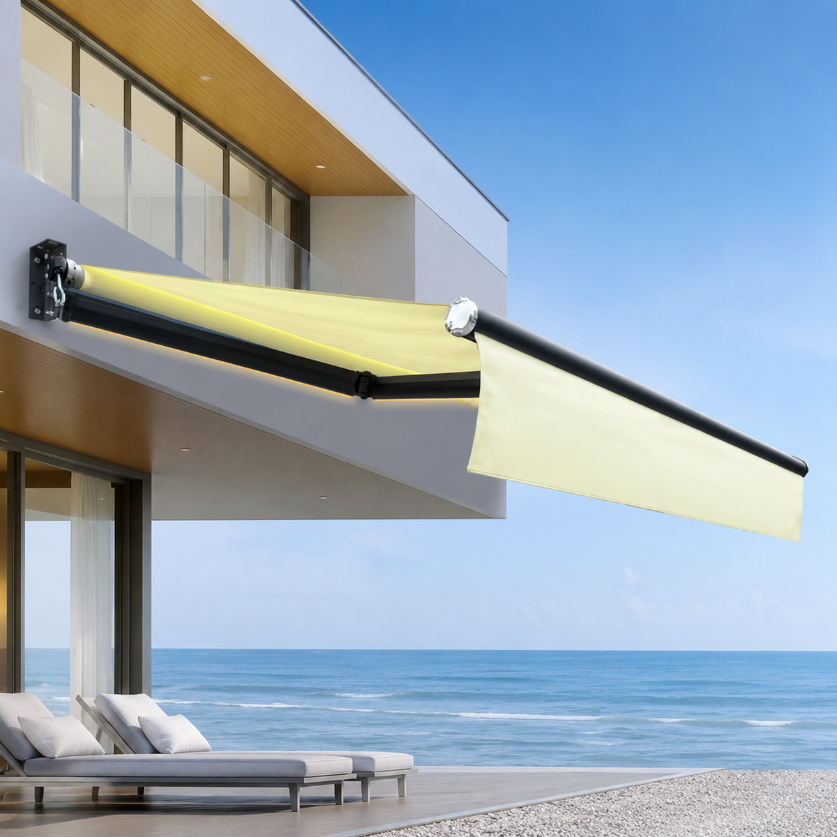 Electric Retractable Awning, Outdoor Waterproof Sun Shade, For Balcony & Garden