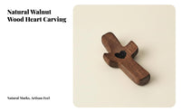 Walnut Wood Handheld Cross Smoothly Polished Wooden Pocket Cross Smooth Touch Religious Item for Members, Adults, Portable Accessory, Meditation
