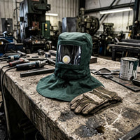 Transparent Window Safeguarding Face Hood Ear Openings Dust Hood Breathable Shoulder Drape for Grinding