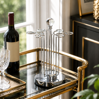 Gold Wine Glass Holder, Metallic Countertop Stemware Rack for 6 Glasses, Home Bar Accessories for Entertaining