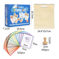 Printed Icons Picture Card Stamp Set Colorful Educational Stamp Set Polished Finish Kids Craft Stamps for Preschoolers, Children