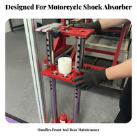 Professional Grade Shock Absorber Coil Compressor Tool Heavy Duty Dampening Repair Workbench Stable Base Motorcycle Shock Compressor Stand Adjustable Height for DIY Enthusiasts, Workshop, Garage