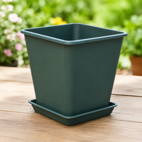 Planter for Home Gardening, Large Square with Saucer, Lightweight Plastic, Drainage Holes, Pot for Houseplants, Office & Balcony Gardening